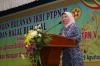<p>Ketua IKBI PTPN V Ny. Elvi Amal Bakti Pulungan memberikan sambutan dalam Pertemuan Bulanan IKBI dan Halal Bihalal IKBI, 19 Agustus 2014</p>